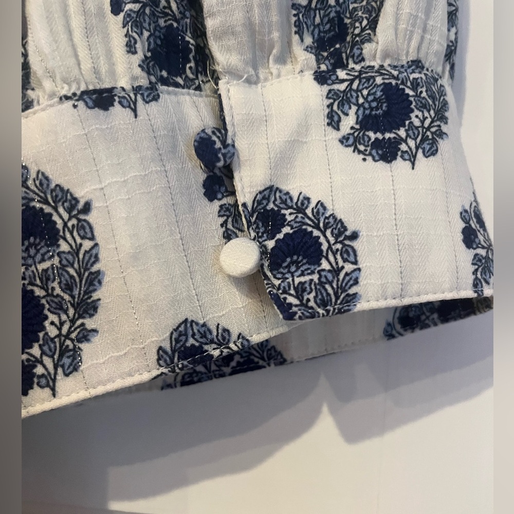 J. Crew White Mini Dress with Navy Blue Medallion Print - Picture 6 of 8